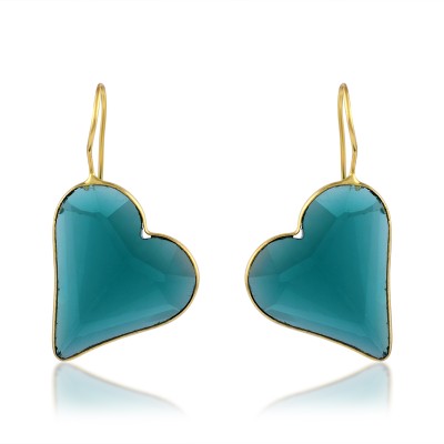 memoir Brass Gold plated Emerald Heart shape Women Ear rings Brass Earring Set