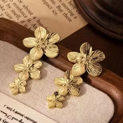 forever jewels Anti-Tarnish Korean Gold Plated Floral Drop Earrings for Women & Girls Stainless Steel Drops & Danglers
