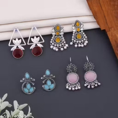 DANGAR ENTERPRISE Stylish Ethnic and Oxidised Earrings for Women and Girls Traditional Wear Alloy Stud Earring