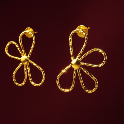 Jevaya 18K Gold-Plated Blossom Loop Earrings Stainless Steel Drops & Danglers