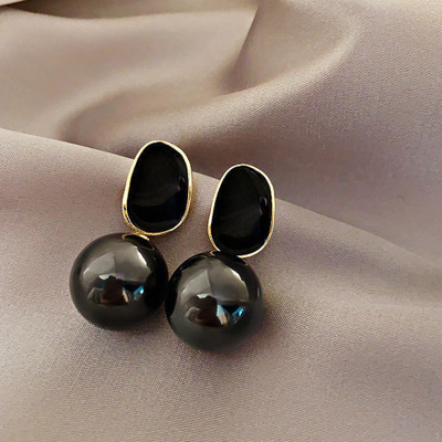 eloria Eloria Black & Gold Glossy Drop Earrings for Women & Girls | Luxury Earrings Pearl Alloy, Gold Chandbali Earring, Cuff Earring, Jhumki Earring, Magnetic Earring, Rhinestone Studs