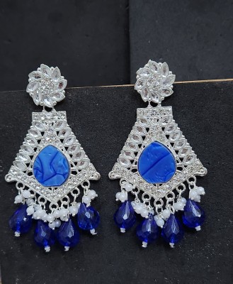 DECOLOGY Stylish Design Party Wear Blue Color Earring For Girls & Women Alloy Drops & Danglers