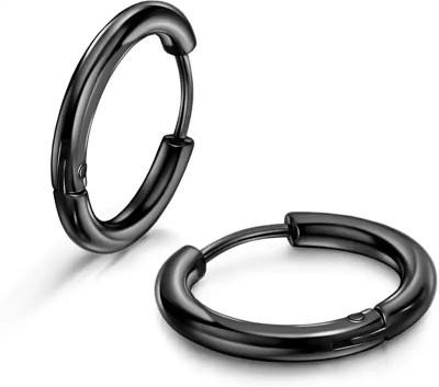 Heer Collection Mens & Women Earring Fashion Jewellery Valentine Round Pierced Stud Hoop Bali Stainless Steel Stud Earring, Hoop Earring