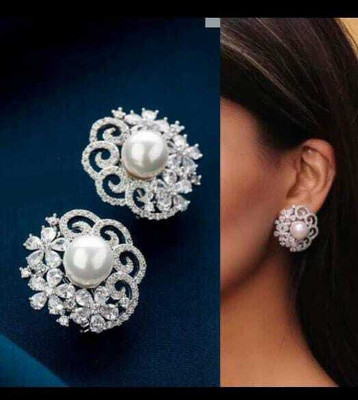 Manuvi Jewels American Diamond(AD) Earrings Cubic Zirconia Alloy Stud Earring
