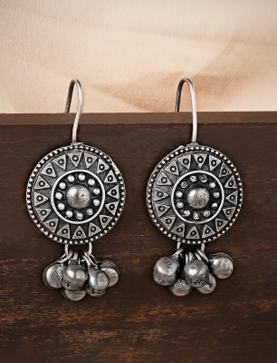 RUBANS Rubans Oxidised Silver Plated Handcrafted Filligree & Ghungroo Drop Earrings Alloy Drops & Danglers