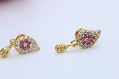 Tf covering jewels TF AD MANGO DESIGN STUD EARRINGS 1724K Cubic Zirconia Brass Stud Earring