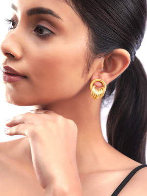 RUBANS Rubans 18K Gold-Plated Elegant Circular Layered Loop Hoop Earring Brass Drops & Danglers