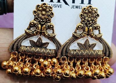 SAKETHAM Golden Feather duet Alloy Jhumki Earring