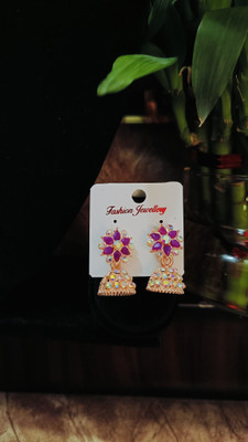 MHASAH Celestial Floral Crystal Jhumka Earring Crystal, Pearl Alloy Jhumki Earring