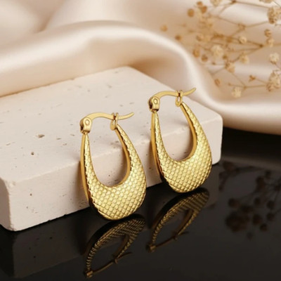 ThePandaStoree 18K Gold Plated Hoops Earring For Women, Perfect for Office Look, Gift Item Stainless Steel Earring Set