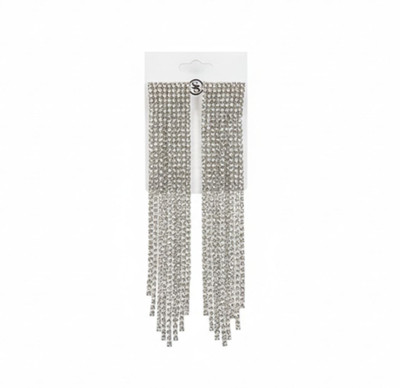 Sumatiratan Trendy silver long crystal earrings latest western long earrings for party Crystal Alloy, Crystal Drops & Danglers