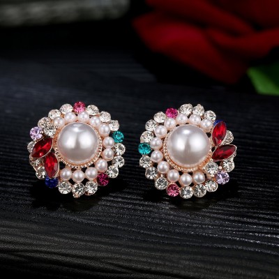 OVIYA Sparkling Colors Flawless Pearl Designer Earrings Crystal Alloy Stud Earring