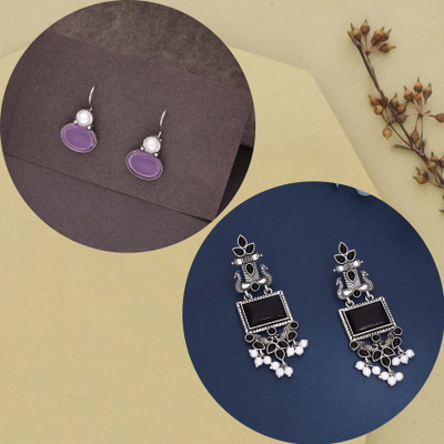 Sangria Silver Earring for Women & Girls Diamond Brass Drops & Danglers, Stud Earring