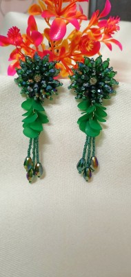 AMAAN TRADERS Attractive Green Crystal Drops Earrings For Girls And Women Crystal Alloy Tassel Earring