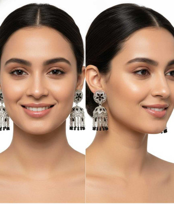 YASHIKATRENDS 07-Dome-shaped chandelier jhumka Beads Alloy, Stone Jhumki Earring