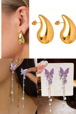 kurm shop Stylish Stud Earrings for Women & Girls | Cubic Zirconia Alloy, Brass Earring Set, Stud Earring