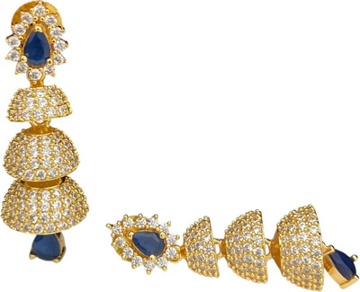 sukkanya Pair of Earrings for Women | Jhumka 3 Steps | Micro Gold Plated | AD CZ Diamond Brass Drops & Danglers, Earring Set, Jhumki Earring