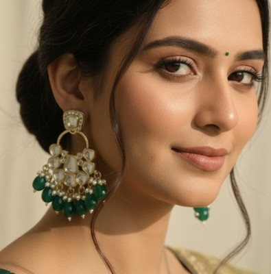 Para Jewels Green jhumka Brass Drops & Danglers
