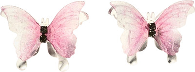 temishaa Elegant Pink and White Butterfly Stud Earrings Enamel Drops & Danglers