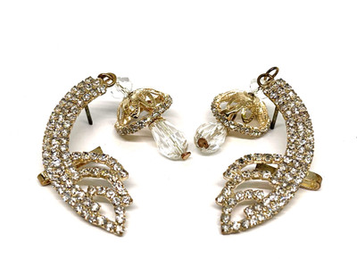 Hoopwell Gold Plated Austrain Stone Earcuff Jhumki Earrings Alloy, Stone Cuff Earring, Jhumki Earring