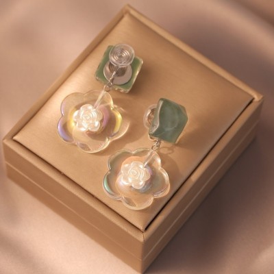 MYKI MYKI Trending Pastel Green Flower Earring For Women & Girls Alloy Clip-on Earring