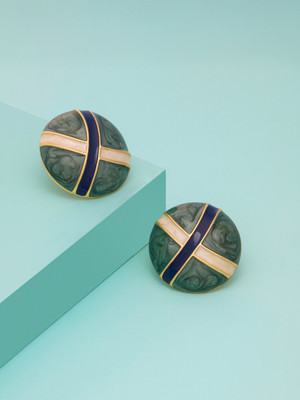 Kushal's Fashion Jewellery Green Gold-Plated Party Zircon Trendy Studs Zircon Copper Stud Earring
