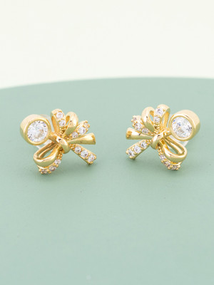 Kushal's Fashion Jewellery White Gold-Plated Party Stud Earring Zircon Copper Stud Earring