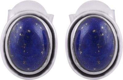 Silverandgem Natural Lapis 6x8mm Cabochon Oval Shape Gemstone Earring 925 Sterling Silver Lapis Lazuli Sterling Silver Stud Earring