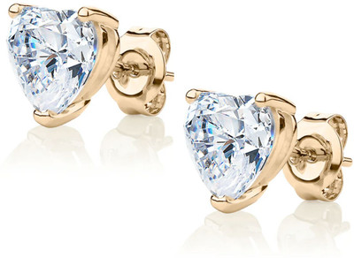 RAGABANDHA DESIGN STUDIO Silver Gold Plated 6MM Heart Stud Earrings for Women Zircon Brass Stud Earring
