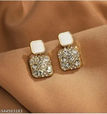 RISHASTYLE Shine white AD stone earrings Zircon Alloy Drops & Danglers