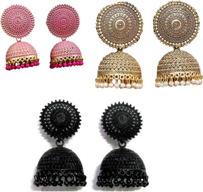JMBW INTERNATIONAL Stylish Fancy Traditional Combo Set Of 3 Alloy Jhumki Earring