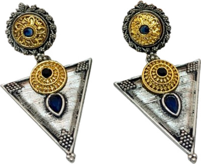 Neeara Fashion Stylish Vintage Earrings for Women Dual Tonned Dangle Earrings Geometric Design Alloy Drops & Danglers