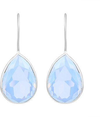 Admier Silverplated pear shape moonstone crystal stone fashion stud earrings Crystal Brass Stud Earring