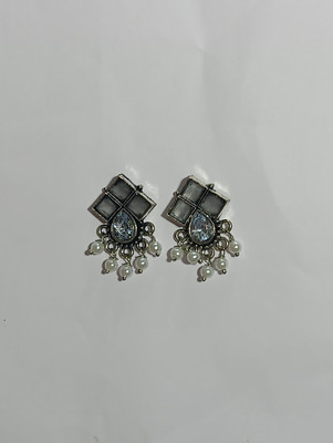 AZTAZ Silver Grace Polki Earrings Alloy Stud Earring