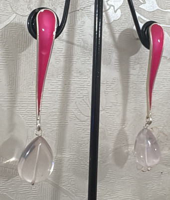 Neersterlings Elegant Red Drop Earrings Sterling Silver Drops & Danglers
