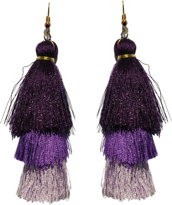 La Belleza Purple Long Drop Dangler Tassel Earring Alloy Tassel Earring