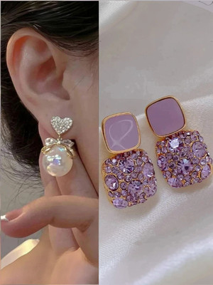 Saugaat Craft Western Style Trending Combo Pack of 2 Korean For Women And Girls Alloy Drops & Danglers, Stud Earring, Earring Set