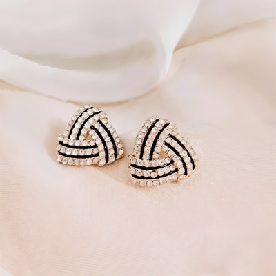 RAPPERSSHOP Black knot stud earrings Alloy, Stone Stud Earring, Earring Set