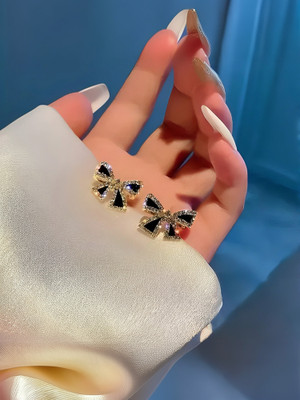 FashionAmora korean fashion Black bow stud earrings Alloy Stud Earring