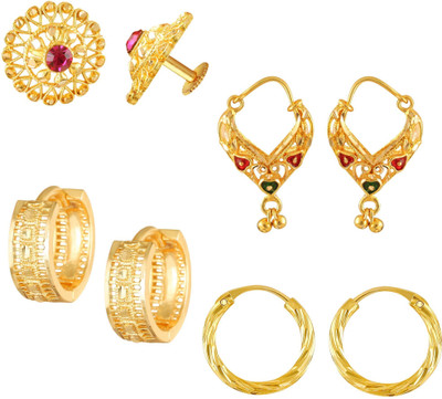 VIGHNAHARTA Golden Alloy Stud Earrings Combo Set(Sales Package-4 Pair Earrings ) Cubic Zirconia Alloy Clip-on Earring, Stud Earring