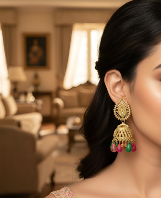 Manzar EB-Jhumka-012 Brass, Stone Jhumki Earring