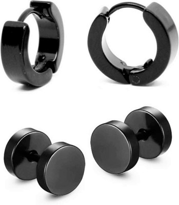 shivay Mens Earring & Women Earring Fashion Multi jewellery Valentine Platinum Black Blue Golden Silver Surgical Plug Hoop Ear piercing Studs stainless Steel Jewelry Stylish Fancy Party wear casual High Gold Polish Daily use simple Magnet non Pierced Round pressing Dumbell Multicolor press Mahadev M