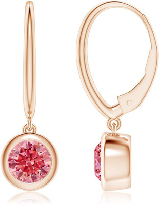 Sivori Sivori | Classic Bezel-Set Round Lab-Grown Fancy Intense Pink Zircon Leverback Zircon Brass Earring Set