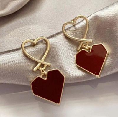 Min&Max Korean Fashion Style Gold Plated Heart Stud Earrings For Women & Girls Alloy, Metal Tassel Earring, Stud Earring