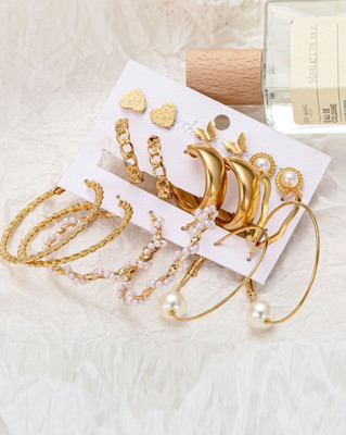 Vembley Fancy Trending 9 Pair Earring Combo For Girls Alloy Hoop Earring