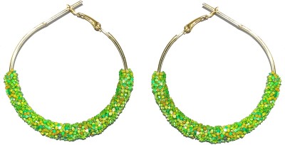 La Belleza Light Green Glitter hoops (3096-3100) Alloy Hoop Earring