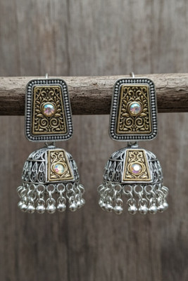craftshalla Oxidized Silver & Jhumka Earrings for Women & Girls | Afghani Boho Pearl Alloy Jhumki Earring