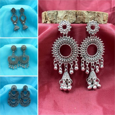 AMONROO Combo Earrings for women, Silver Set of 4 earrings , jhumkies Alloy Jhumki Earring, Earring Set