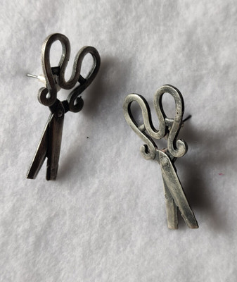 Dhanuvibes SCISSOR OXIDIZED STUD German Silver Stud Earring