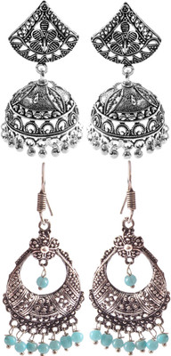 Haniya Oxidized Silver plated handmade Jhumka Jhumki Earrings Brass, Alloy Jhumki Earring